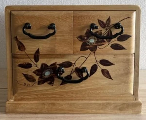 Japanese Vintage SHOWA retro Small chest accessory case 26cm 3drawers KIRI-TANSU - Picture 1 of 9