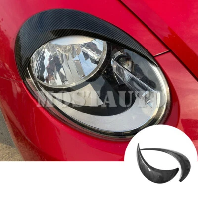 For Volkswagen VW Beetle A5 Carbon Look Headlight Eyelid Eyebrow Cover 2012-2018 - Image 1 of 4
