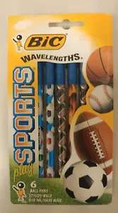¡Bolígrafos deportivos vintage de longitudes de onda Bic! ¡6 bolígrafos de tinta azules! ¡Artículos únicos! BONITO - Imagen 1 de 5