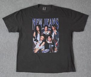 NEW JEANS K-pop Shirt Girl Band Group Photo Adult 2XL Gray Short Sleeve - Picture 1 of 7