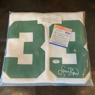Larry Bird Autographed Mitchell Ness NWT Jersey Boston Celtics White PSA Cert - Image 1 of 4