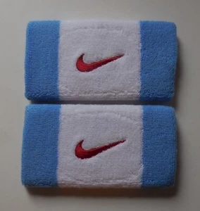 Nike Swoosh DW Wristbands White/Ice Blue/University Red 1 Pair - Picture 1 of 3