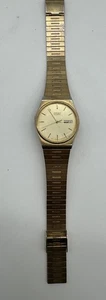Seiko SQ Watch Men 33mm Champagne Dial Gold Tone Daydate Round 7813-8009 PARTS - Picture 1 of 5