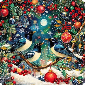 Merry Magpies (50 Stück Mini Weihnachten Holzpuzzle) - Bild 1 von 5