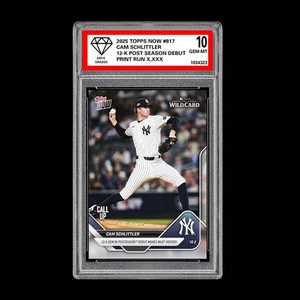 Graded 10 Cam Schlittler #817 2025 MLB Topps Now 12-K Post RC Rookie Card - Picture 1 of 2
