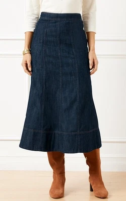 TALBOTS A-Line Harbor JEAN SKIRT 100% Cotton Denim Dark Blue Size 10 A001574 - Image 1 of 4