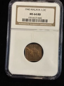 1940 Malaya 1/2c Ngc Ms64 Rb Stempelglanz - Bild 1 von 24