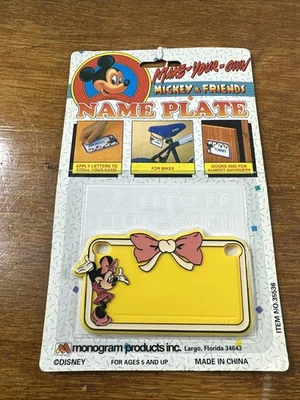Placa de identificación vintage de Minnie Mickey & Friends años 90, plástico - Disney Foto 1 de 4