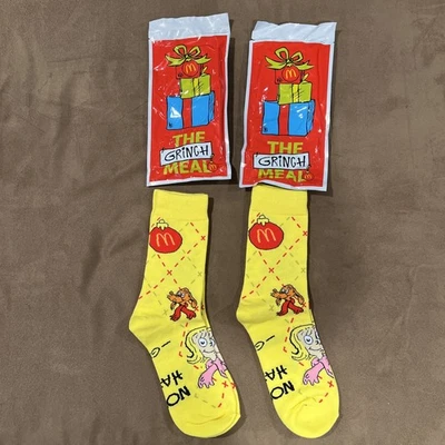 Calcetines McDonald’s Grinch Meal, Edición Limitada, Calcetines Amarillos Abiertos Nuevos Dos Pares Foto 1 de 2