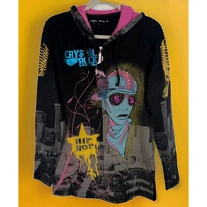 Crystal Rock Jacket XS Y2K Hip Hop Rhinestone Hoodie Christian Audigier A115 - Picture 1 of 8