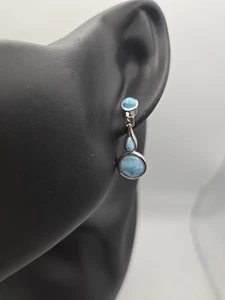 Dangle Larimar Sterling Silver Earrings - Picture 1 of 2