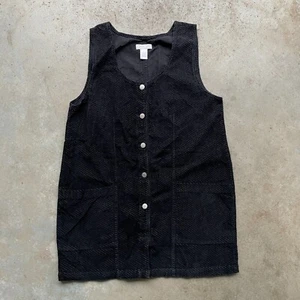 Vintage Cherokee Corduroy Dress Black Sleeveless Size Large - Picture 1 of 7