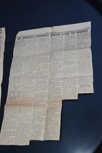 ZIONISM, WIEIZMAN ARTICLE, JERUSALEM POST, 10/3/1946, Anglo-AmeriCAN INQUIRY - Picture 1 of 12