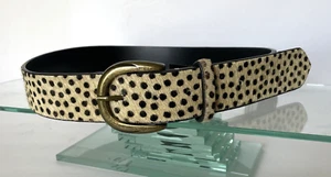 Cinturón Free People Marcella pelo vaca cuero latón hebilla S/M - Imagen 1 de 9