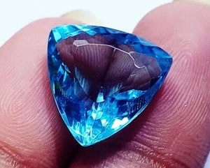 Transparent Aquamarine 10.00+ Ct Loose Gemstone Trillion Shape Certified - Picture 1 of 6