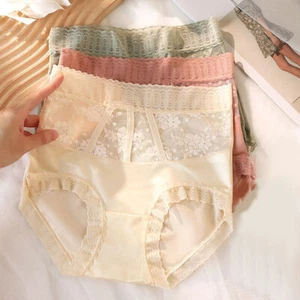 Fashion Sexy Women's Lace High Waist Panties Satin Underwear Lingeries Knickers - Picture 1 of 31