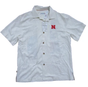Tommy Bahama Nebraska Cornhuskers Baseball besticktes weißes Seidenhemd - Medium 232 - Bild 1 von 11
