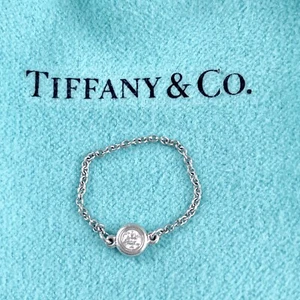 Tiffany & Co. Anello PLATINO Elsa Peretti Diamante da Giardino POUCH BOX $800 TG 4,5 - Foto 1 di 6