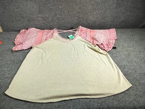 Absolutely Famous Woman Blouse 2X Multicolor S-S V-Neck Hi-lo Casual Comfort New - Picture 1 of 8