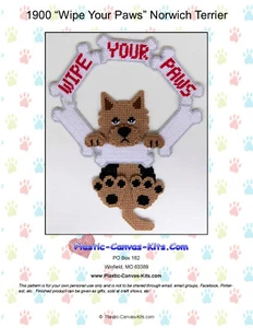 Limpia tus patas - Norwich Terrier - patrón o kit de lona de plástico - Imagen 1 de 1