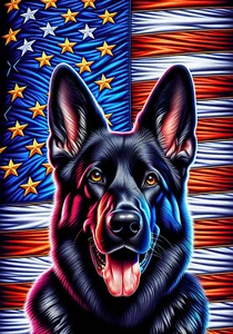 German Shepherd Black Patriotic III Flag - Picture 1 of 3