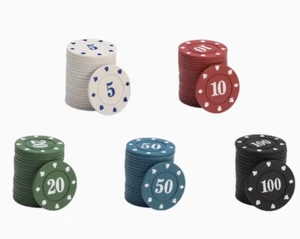 100PCS Plastic Poker Chips Set β 3g Lightweight β 5/10/20/50/100 Casino Game - Picture 1 of 6