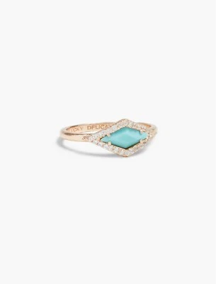 LUCKY BRAND DELICATES Turquoise with Pave Rose Gold Plated Ring - Size 7 NEW - Image 1 of 3