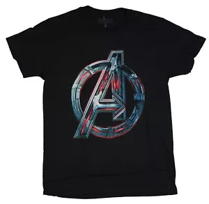 The Avengers Marvel Adult New T-Shirt - Red Blue Metallic Logo Pic - Picture 1 of 2