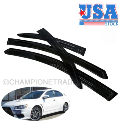 Outside Mount Window Visors Sun Shade Rain Guard for Mitsubishi Lancer 2008-2014 - Image 1 of 4