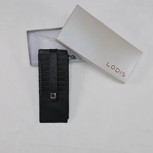 Black Embossed Leather Lodis Card Stacker RFID Wallet In Box - Picture 1 of 9