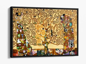 GUSTAV KLIMT THE TREE OF LIFE -FLOAT EFFECT CANVAS WALL ART PIC PRINT- ORANGE - Picture 1 of 12