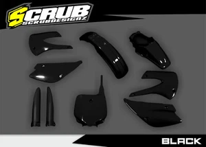 Kawasaki KX85 KX100 2001 - 2013 Plastics kit + fork guards BLACK KX 85 100 - Picture 1 of 4