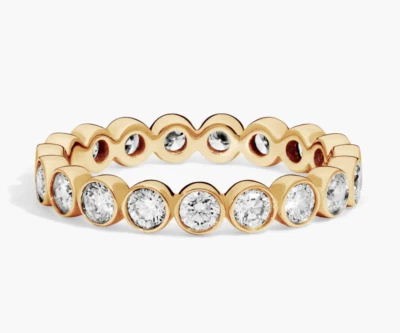 14K Solid Gold 1CTW Diamond Bezel Set Eternity Ring Lab Grown Diamond Band - Image 1 of 2