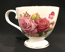 Grace's Teaware Rose Large 14oz. Pedestal Coffee Tea Mug Gold Trim