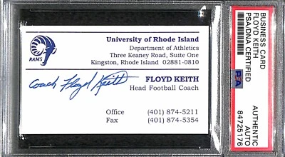 Floyd Keith "Rhode Island Rams 1995 Champs" Signed Autographed Business Card PSA - Image 1 of 3