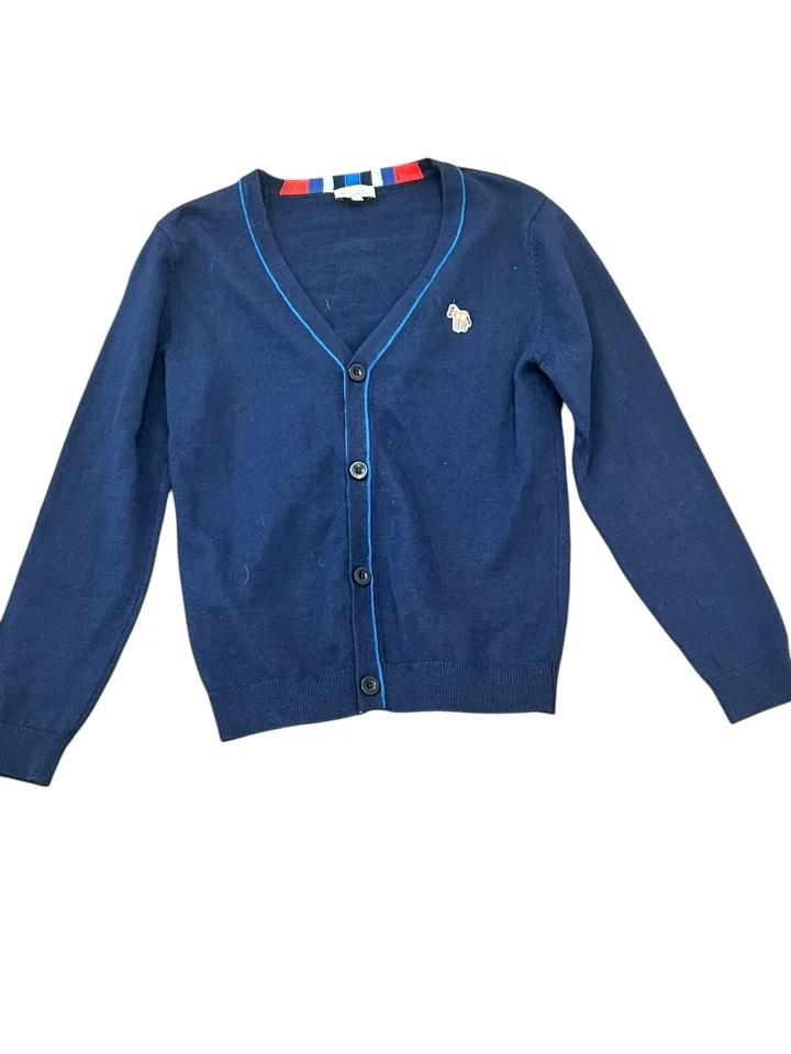 PAUL SMITH SUÉTER MASCULINO JÚNIOR AZUL CARDIGÃ ALGODÃO CASHMERE PULÔVER LOGOTIPO 8 - Imagem 1 de 4