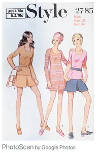 Vintage 1970s Style 2785 Mini Dress & Skirt Sewing Pattern - Misses Size 12 - Picture 1 of 2