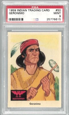 1959 Indian Trading Card #50 Geronimo PSA 9 Mint 25776615 - Image 1 of 2
