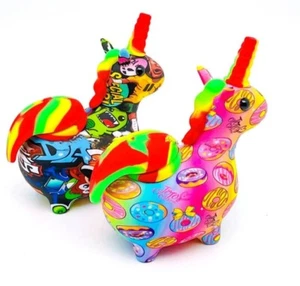 Unicorn Silicone Bong Smoking Water Pipe Hookah Shisha Glass Bowl More Colors - Picture 1 of 9