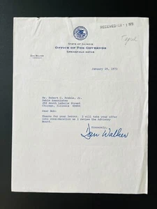 Gouverneur Dan Walker 1973 signierter persönlicher Brief - 36. Gouverneur von Illinois - Bild 1 von 2