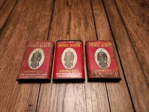 Prince Albert Antique Tobacco Cigarette Pipe Smoking Red Tin Cans Case LOT! (3) - Picture 1 of 11