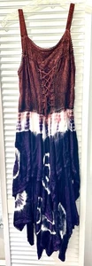 My Choice Womens Boho Handkerchief Hem Midi Dress Sz  M Tie Dyed - Picture 1 of 10