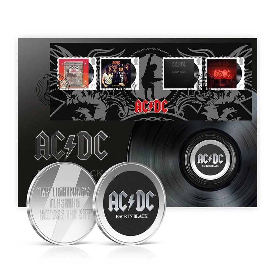 AC/DC  'Back In Black' Stamps & Medal Cover from Royal Mail - Image 1 of 4