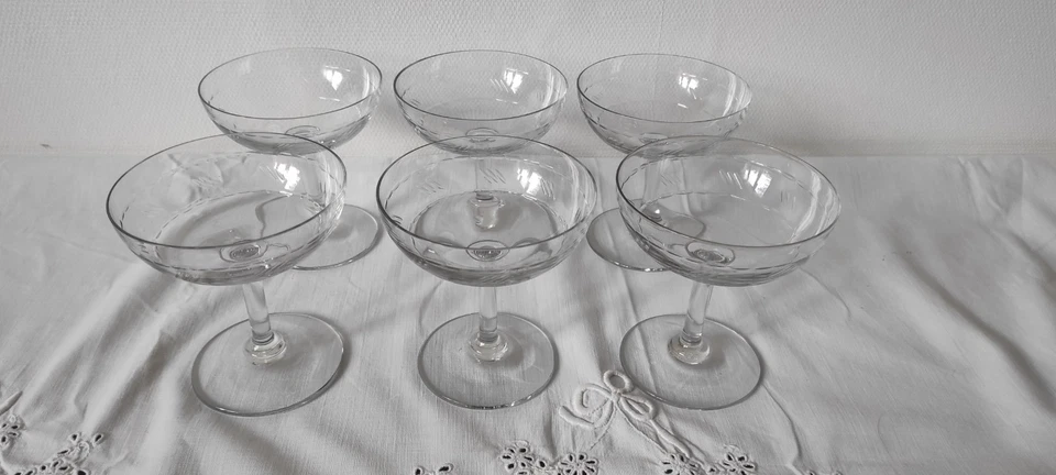 6 Coupes à champagne en cristal vintage ancienne - Photo 1/4
