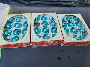 Vintage 2,5" Shiny Brite Rund Glas Christbaumschmuck 35 Stück Blau - Bild 1 von 3