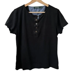 #0013 Ralph Lauren T-shirt donna nera M manica corta fondo aperto - Foto 1 di 4