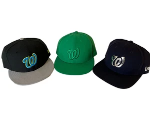 Lot Of #3 Washington Nationals MLB Baseball New Era 9Fifty Cap Hat Size 7/3/8 - Picture 1 of 7