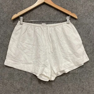 Cotton On Shorts Womens Size 12 White Elastic Waist Pockets Linen Drawstring - Picture 1 of 9
