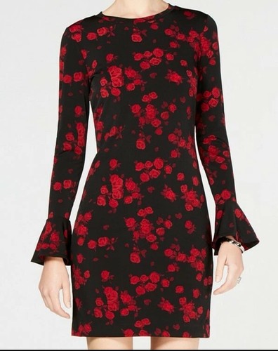 Abito Michael Kors Eden floreale manica a campana balza 0X taglie forti nero us intime ottimeioni