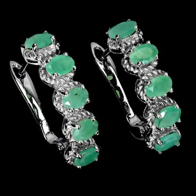 Pendientes de plata de ley 925 esmeralda ovalada 5x3 mm peridoto piedras preciosas naturales joyería Foto 1 de 4